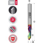 Фреза спиральная HSS M35 по алюминию Z1 d10x30хD10x100L, DLC покрытие 189.3010.10