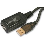 USB2 REP10, USB Cable, Type A Plug to Type A Receptacle, 10 m, 33 ft, USB 2.0, Black