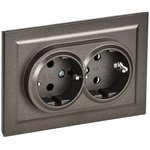 Socket 2-m SP BRITE RS12-3-BrTB 16A assembled with earthing. without protection ...