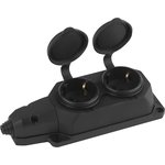 Колодка ЭРА K-2e-B-IP44 каучуковая с заземлением 2 розетки 16A IP44 черная Б0044544