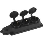 Колодка ЭРА K-3e-B-IP44 каучуковая с заземлением 3 розетки 16A IP44 черная Б0044545