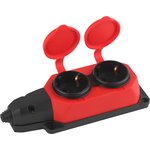 Колодка ЭРА K-2e-RED-IP44 каучуковая с заземлением 2 розетки 16A IP44 красная ...