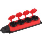 Колодка ЭРА K-4e-RED-IP44 каучуковая с заземлением 4 розетки 16A IP44 красная ...