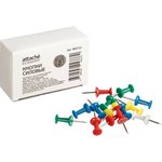 Кнопки силовые д/пробковых досок Attache Economy,пластик, ассорти,50шт/уп