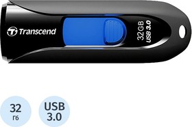 Фото 1/10 Флеш-память Transcend JetFlash 790, 32Gb, USB 3.1 G1, ч/син, TS32GJF790K