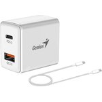 Сетевое зарядное устройство Genius PD-20ACP, EU, белый