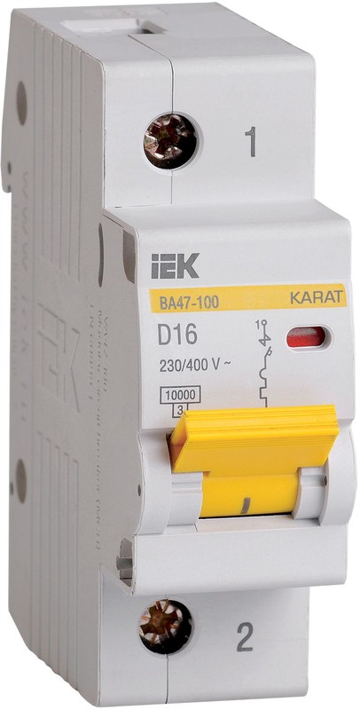 KARAT Автоматический выключатель ВА47-100 1P D 16А 10кА IEK – купить оптом  и в розницу