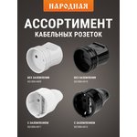 SQ1806-0409, Кабельная розетка 2П б/з белая 10А 250B серии "Народная"