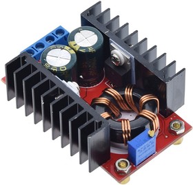 Фото 1/3 150W 10A Adjustable Step-Up DC-DC Module, Модуль питания, DC-DC преобразователь, Uвх=1…32В, Uвых=12…35В, 10А