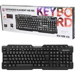 45195, Defender wireless Keyboard Element HB-195 RU,black,multimedia
