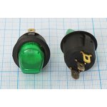 Рычажный переключатель (тумблер), 220В, 6А, переключение ON-OFF, d20, ILзеленый ...