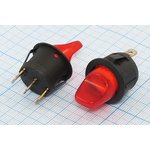 Рычажный переключатель (тумблер), 220В, 6А, переключение ON-OFF, d20, ILкрасный ...