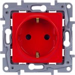Legrand Etika Красный Розетка с/з со шторками