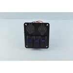Панель 98x110, 12 В, переключатель клавишный /подсветка синяя, розетка USB-2 ...