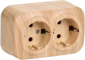 Photo 1/6 ERH21-K34-16, GLORY 2-seater Socket for outdoor installation with grounding without protective shutters 16A PC22-3-HC sosna