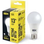 LLE-A60-13-230-40-E27, Лампа LED A60 груша 13Вт 230В 4000К E27 IEK