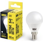 LLE-G45-3-230-40-E14, Лампа LED G45 шар 3Вт 230В 4000К E14 IEK