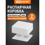 SQ1401-0210, Junction box 100x100x44 OP with terminal block white IP40 package 2 ...