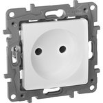 672220, 1-seater socket without grounding without protective blinds 16A white ETIKA