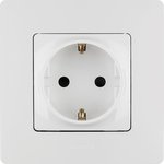 672222, 1-seater socket with earthing with protective shutters 16A white ETIKA
