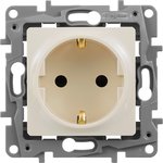 672322, 1-seater grounded socket with safety shutters 16A ivory ETIKA