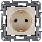672322, 1-seater grounded socket with safety shutters 16A ivory ETIKA