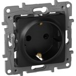 672622, 1-seater socket with earthing with protective shutters 16A anthracite ETIKA