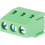 WJ128-5.0-03P-14-00A, Клеммник 3-контактный, 5мм, прямой на плату