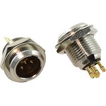 Разъем микрофонный miniXLR вилка, контакты 4P, монтаж на блок, B8.5, MC805-4P