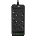 Сетевой фильтр AGNI 6р/2м,черный,3USB-A+1USB- C(TP-FS4U6E-C-2m-black)