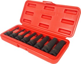 Фото 1/2 Набор головок ударных HEX средней длины 1/2 H5-19мм, длина 78мм (в кейсе) 8 предметов JTC /1
