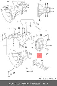 94582388, Крышка кпп
