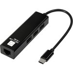 5bites Кабель-адаптер UA3C-45-10BK USB3.1 сетевая карта / 3*USB3.0 / RJ45 1G / BLACK