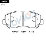 SN232, Дисковые тормозные колодки ADVICS передние