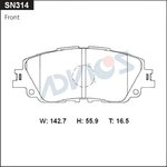 SN314, Дисковые тормозные колодки ADVICS передние