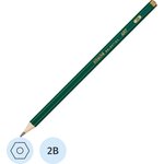 Black graphite pencil Art, 2B, hexagon, used