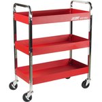 JTC-S1073, Тележка инструментальная 3 секции красная с открытым отсеком JTC