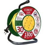 481S-3103, Удлинитель Союз силовой на катушке с 4 гнезда 1300 Вт 30м