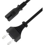 Кабель питания 5bites IEC-320-C7 - CEE 7/16 восьмерка 220V сечение 2x0.50мм2 VDE ...