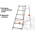 Stepladder of 8 steps with a width of 130 mm, PROFI AAA-10