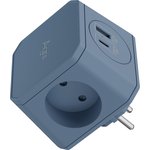 Разветвитель на 3 розетки, 1 USB 18 Вт + 1 Type-C 20 Вт, синий
