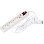 XSF-10-5ES-3, Удлинитель сетевой с фильтром, 5 розеток, 3 м, белый