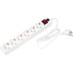 XSF-10-6ES-1.5, Удлинитель сетевой с фильтром, 6 розеток, 1.5 м, белый