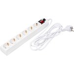 XSF-10-6ES-3, Удлинитель сетевой с фильтром, 6 розеток, 3 м, белый