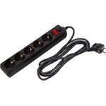 XSF-10-5ES-3(b), Удлинитель сетевой с фильтром, 5 розеток, 3 м, черный