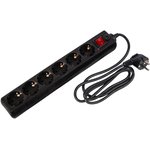 XSF-10-6ES-1.5(b), Удлинитель сетевой с фильтром, 6 розеток, 1.5 м, черный