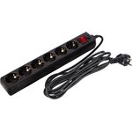 XSF-10-6ES-3(b), Удлинитель сетевой с фильтром, 6 розеток, 3 м, черный