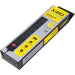 XSF-10-6ES-5(b), Удлинитель сетевой с фильтром, 6 розеток, 5 м, черный