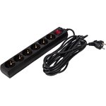 XSF-10-6ES-5(b), Удлинитель сетевой с фильтром, 6 розеток, 5 м, черный