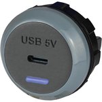 PVPRO-C, USB Charger Receptacle, IP30, PVPro Series, 2.5 A, 24 V, 1 Port, USB Type C